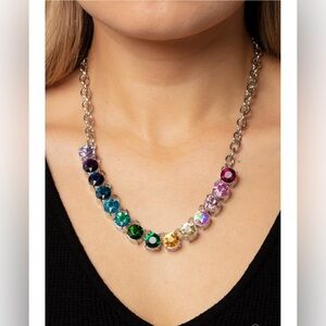 Paparazzi Rainbow Crystal Collar Necklace with Earings